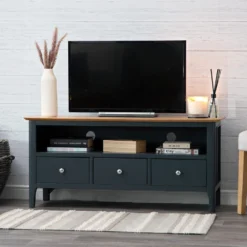 Bergen Blue Painted Oak Large TV Unit