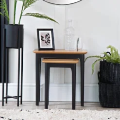 Bergen Black Painted Oak Nest Of 2 Tables