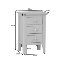 Bergen Blue Painted Oak Small Bedside Table -Furniture Specialty Store ntp sbsc dimensions 1