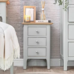 Bergen Grey Painted Oak Small Bedside Table