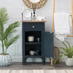 Bergen Blue Painted Oak Small Cupboard