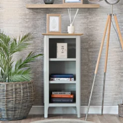 Bergen Grey Painted Oak Small Narrow Bookcase