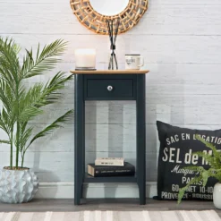 Bergen Blue Painted Oak Telephone Table