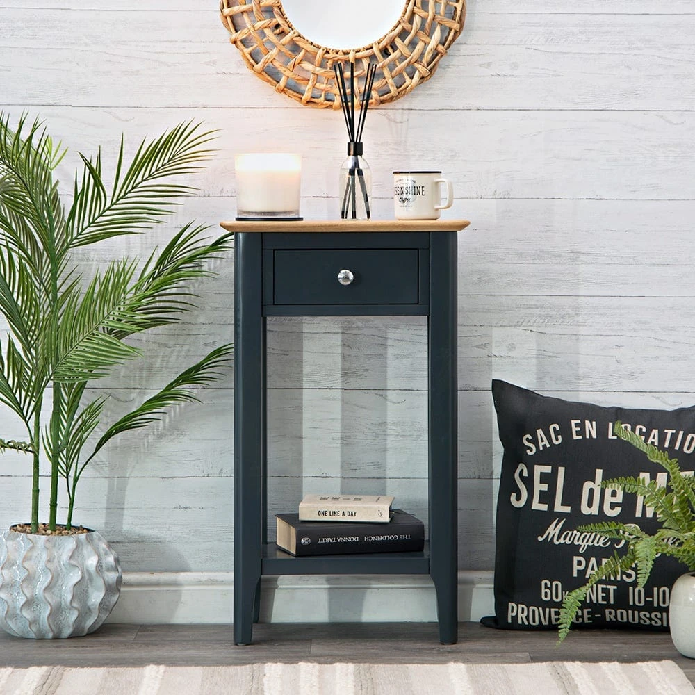 Bergen Blue Painted Oak Telephone Table 1 Bergen Blue Painted Oak Telephone Table