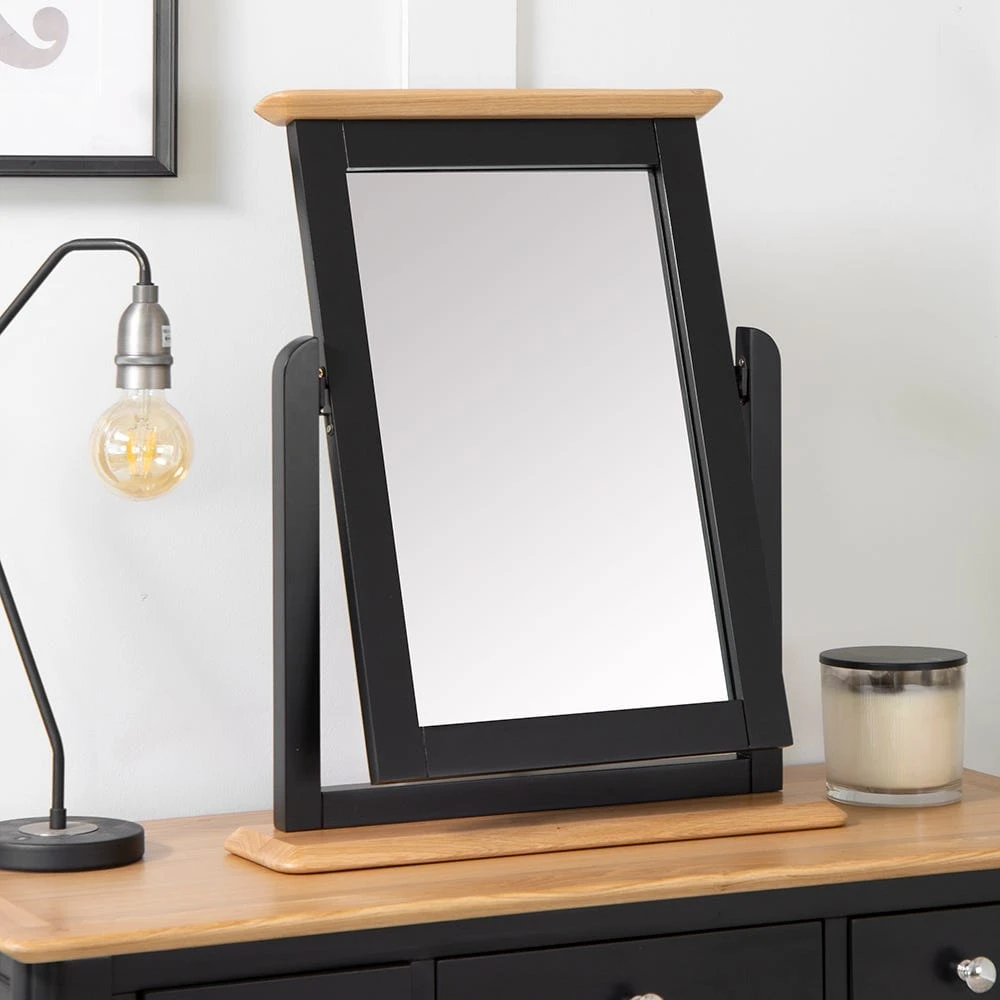 Bergen Black Painted Oak Vanity Mirror 1 Bergen Black Painted Oak Vanity Mirror