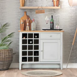 Bergen Grey Painted Oak Wine Cabinet