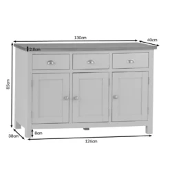 Rutland Painted Oak 3 Door 3 Drawer Large Sideboard -Furniture Specialty Store ra 3ds dims