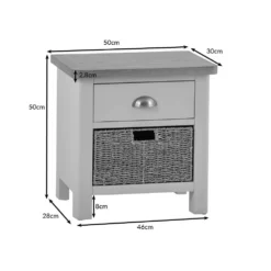 Rutland Blue Painted Oak 1 Drawer 1 Wicker Basket Cabinet -Furniture Specialty Store ra c11 dims blue