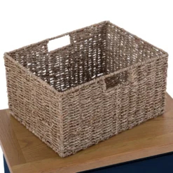 Rutland Blue Painted Oak 1 Drawer 1 Wicker Basket Cabinet -Furniture Specialty Store ra c11 tr 3 1