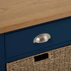 Rutland Blue Painted Oak 1 Drawer 1 Wicker Basket Cabinet -Furniture Specialty Store ra c11 tr 6 1