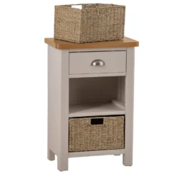 Rutland Painted Oak 1 Drawer 2 Wicker Basket Cabinet -Furniture Specialty Store ra c12 tr 2