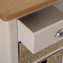 Rutland Painted Oak 1 Drawer 2 Wicker Basket Cabinet -Furniture Specialty Store ra c12 tr 9