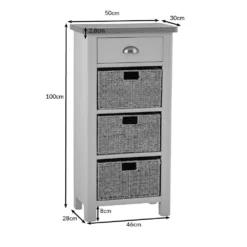 Rutland Painted Oak 1 Drawer 3 Wicker Basket Cabinet -Furniture Specialty Store ra c13 dims tr