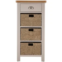 Rutland Painted Oak 1 Drawer 3 Wicker Basket Cabinet -Furniture Specialty Store ra c13 tr 11