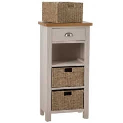 Rutland Painted Oak 1 Drawer 3 Wicker Basket Cabinet -Furniture Specialty Store ra c13 tr 2