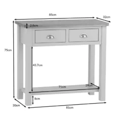 Rutland Painted Oak Console Table -Furniture Specialty Store ra con dims tr
