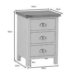Rutland Painted Oak 3 Drawer Large Bedside Table 17 Rutland Painted Oak 3 Drawer Large Bedside Table -Furniture Specialty Store ra lbsc dims