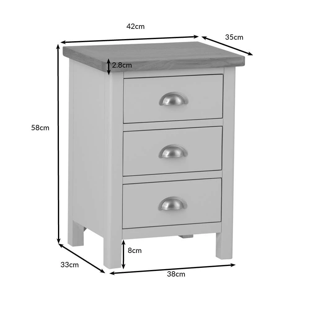Rutland Painted Oak 3 Drawer Large Bedside Table 9 Rutland Painted Oak 3 Drawer Large Bedside Table - Image 9