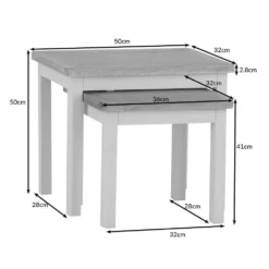 Rutland Painted Oak Nest Of 2 Tables -Furniture Specialty Store ra n2t dims