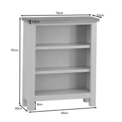 Rutland Blue Painted Oak Small Wide Bookcase -Furniture Specialty Store ra swbc dims blue