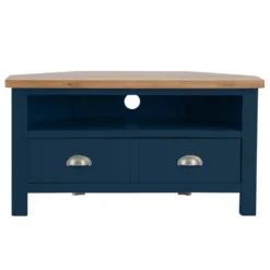Rutland Blue Painted Oak Corner TV Unit -Furniture Specialty Store rab ctv b 10