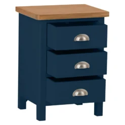 Rutland Blue Painted Oak 3 Drawer Large Bedside Table -Furniture Specialty Store rab lbsc b 2