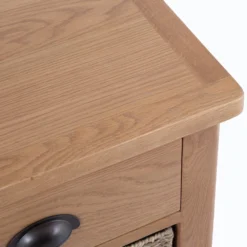 Rutland Oak 1 Drawer 1 Wicker Basket Cabinet -Furniture Specialty Store rao c11 5