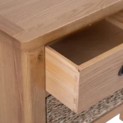 Rutland Oak 1 Drawer 1 Wicker Basket Cabinet -Furniture Specialty Store rao c11 8