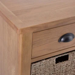 Rutland Oak 1 Drawer 3 Wicker Basket Cabinet -Furniture Specialty Store rao c13 5