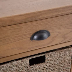 Rutland Oak 1 Drawer 3 Wicker Basket Cabinet -Furniture Specialty Store rao c13 6