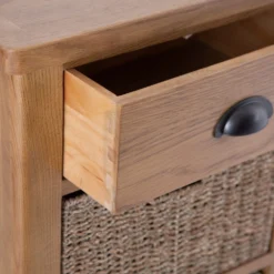 Rutland Oak 1 Drawer 3 Wicker Basket Cabinet -Furniture Specialty Store rao c13 8