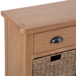 Rutland Oak 3 Drawer 6 Wicker Basket Cabinet -Furniture Specialty Store rao c36 3