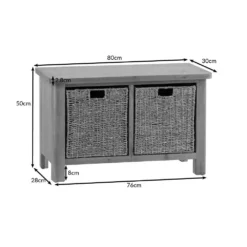 Rutland Oak Hall Bench With Wicker Baskets -Furniture Specialty Store rao hb dimensions