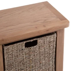 Rutland Oak Hall Bench With Wicker Baskets -Furniture Specialty Store rao hb 6