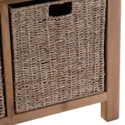 Rutland Oak Hall Bench With Wicker Baskets -Furniture Specialty Store rao hb 7