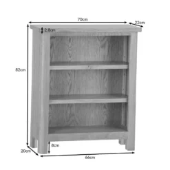 Rutland Oak Small Wide Bookcase -Furniture Specialty Store rao swbc dims