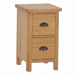 Rutland Oak 2 Drawer Slim Bedside Table -Furniture Specialty Store rutlandoak 144