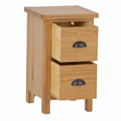 Rutland Oak 2 Drawer Slim Bedside Table -Furniture Specialty Store rutlandoak 145