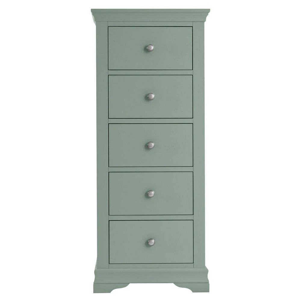 Florence Sage Green Painted 5 Drawer Tallboy 8 Florence Sage Green Painted 5 Drawer Tallboy - Image 8