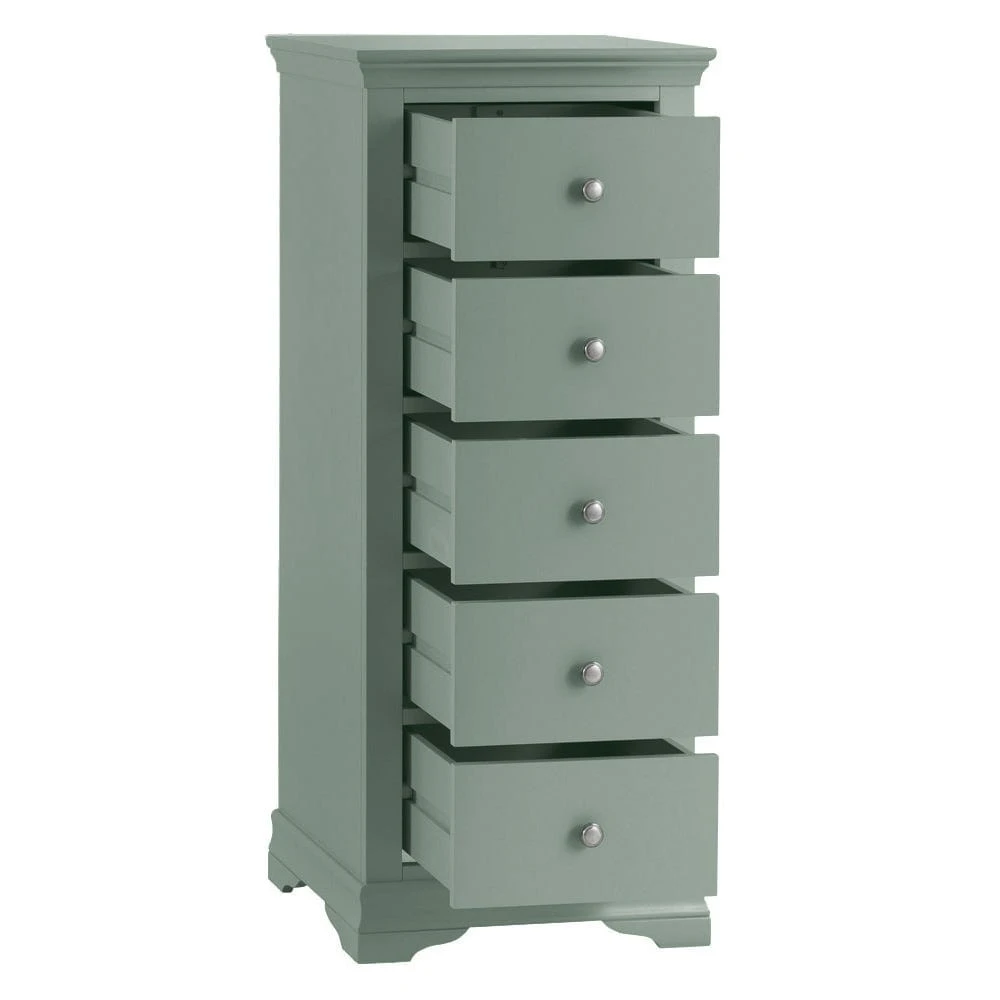 Florence Sage Green Painted 5 Drawer Tallboy 3 Florence Sage Green Painted 5 Drawer Tallboy - Image 3