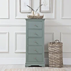 Florence Sage Green Painted 5 Drawer Tallboy