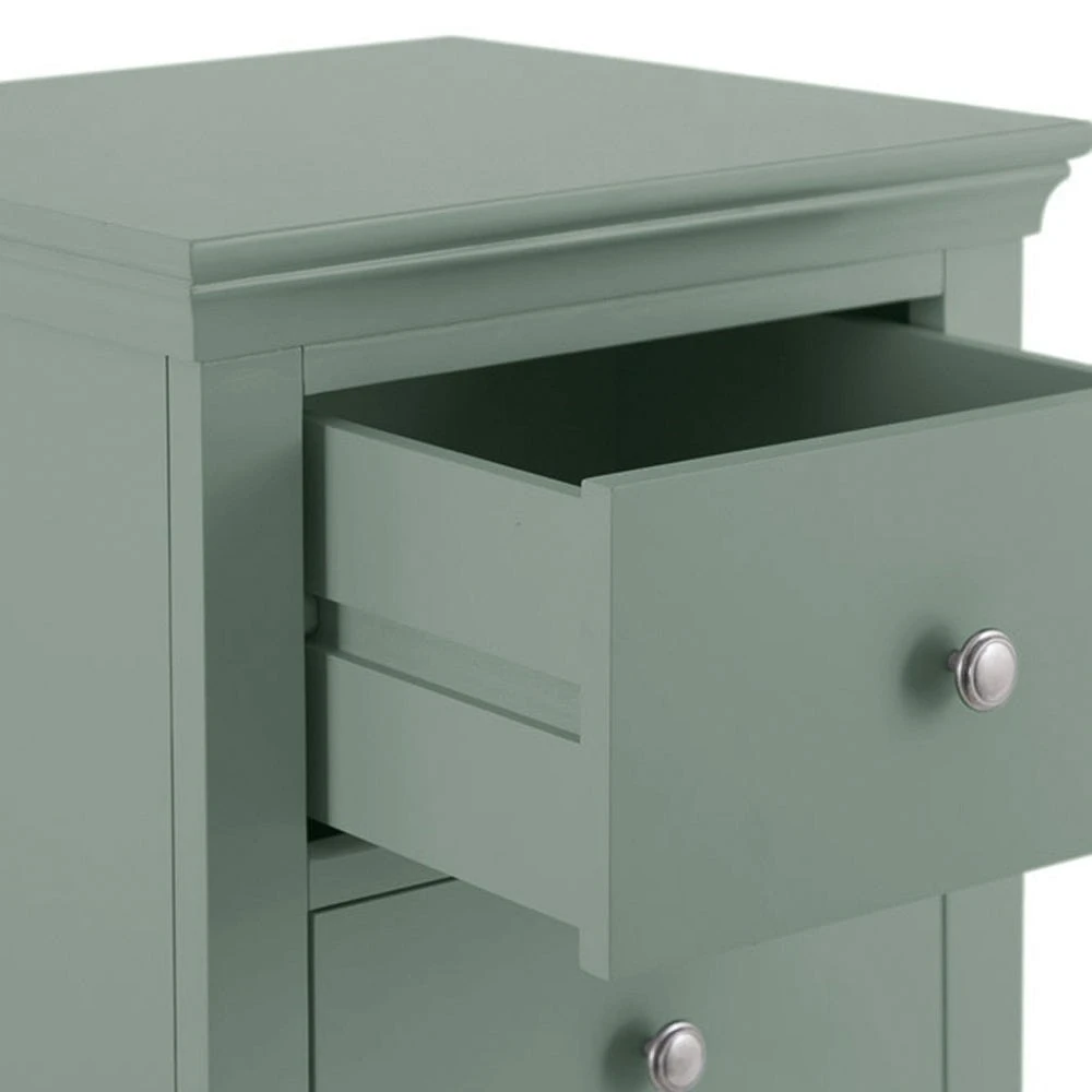 Florence Sage Green Painted 5 Drawer Tallboy 6 Florence Sage Green Painted 5 Drawer Tallboy - Image 6