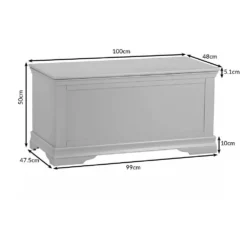 Florence Grey Painted Blanket Box -Furniture Specialty Store sw bb dims