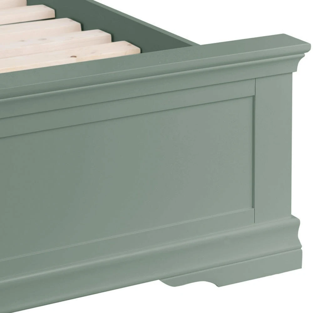 Florence Sage Green Painted Double Bed Frame Low Panelled Footboard 6 Florence Sage Green Painted Double Bed Frame Low Panelled Footboard - Image 6