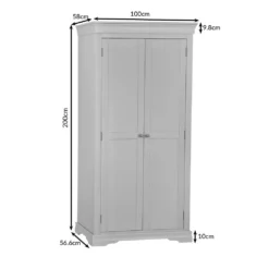 Florence White Painted Double Wardrobe -Furniture Specialty Store sw fhr dims 1