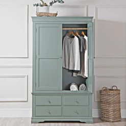 Florence Sage Green Painted 2 Door Wardrobe With Drawers