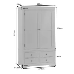 Florence White Painted 2 Door Wardrobe With Drawers -Furniture Specialty Store sw gwr dims