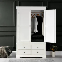 Florence White Painted 2 Door Wardrobe With Drawers