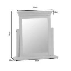 Florence White Painted Vanity Mirror -Furniture Specialty Store sw tm dims 1