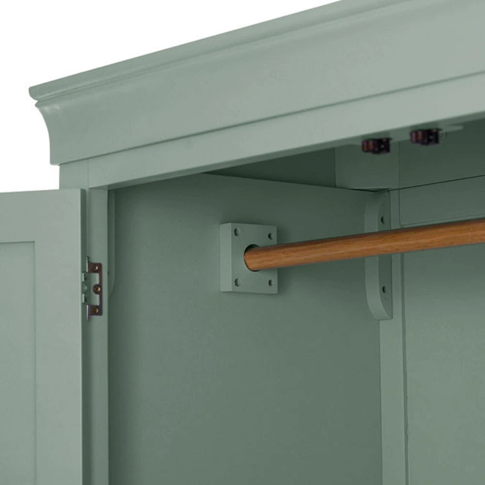 Florence Sage Green Painted 3 Door Wardrobe With Mirror 5 Florence Sage Green Painted 3 Door Wardrobe With Mirror - Image 5